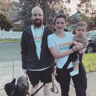 Parents with baby and dog